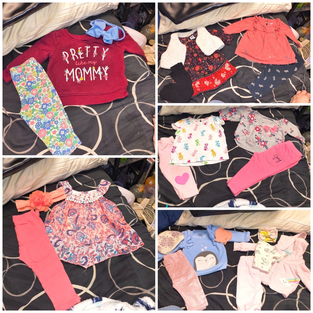 Baby Girl Outfit Bundle - Pink, Coral, Blue & Floral Mix 50+ Items